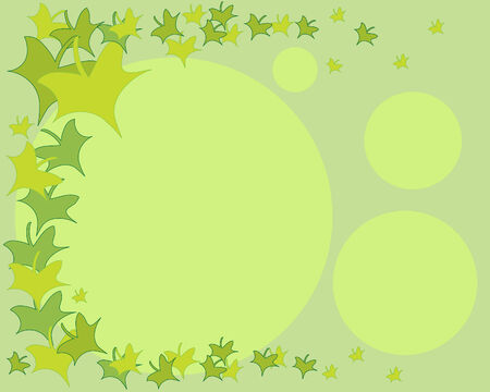 an illustration of a border of leaves and circles on a green backgroundのイラスト素材