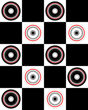 an illustration of a checkerboard with concentric circle designのイラスト素材