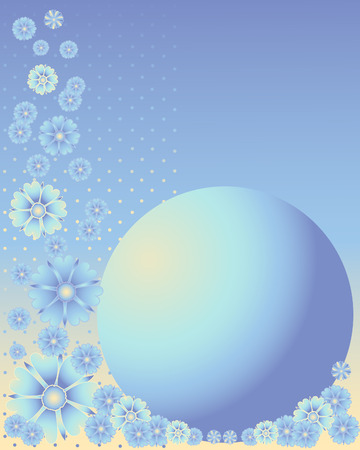 an illustration of blue and yellow flowers with blue globeのイラスト素材
