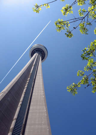 Looking up toward the top of the CN Tower - Toronto, Ontario, Canada のeditorial素材