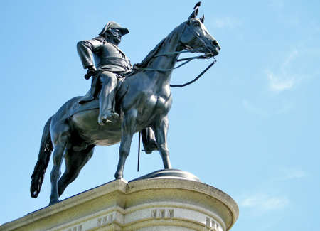 Statue of General Winfield Scott in the center of Scott Circle in Washington DCの写真素材