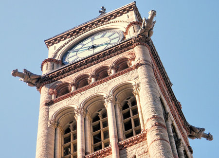 Top Clock Tower of Old City Hall in Toronto Ontario, Canadaの写真素材
