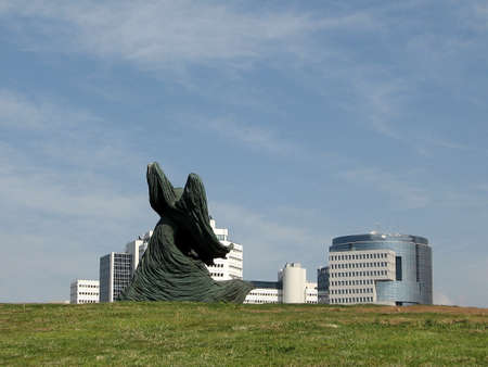 Sculpture of Woman in Charles Clore park on the Mediterranean coast in Tel Aviv, Israel の写真素材