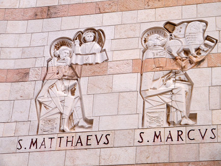 Saint Mark and Saint Matthew, Basilica of the Annunciation in Nazareth, Israelの写真素材