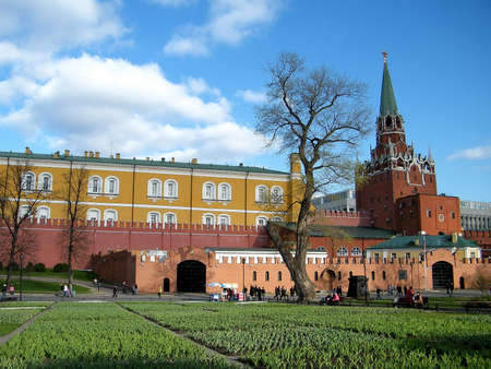 Arsenal and Troitskaya Tower of Moscow Kremlin in Moscow, Russiaのeditorial素材
