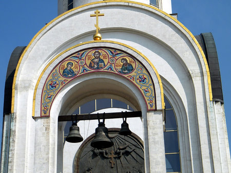 Bells of St George Church on Poklonnaya Hill in Moscow, Russia