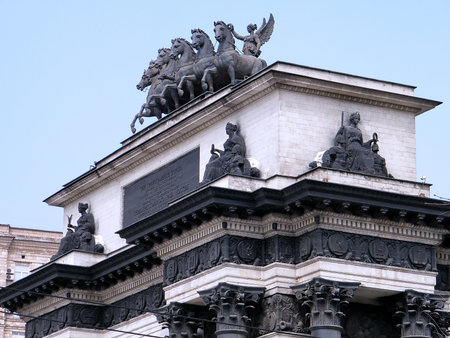 Upper part of Triumphal Archl in Moscow, Russiaの写真素材