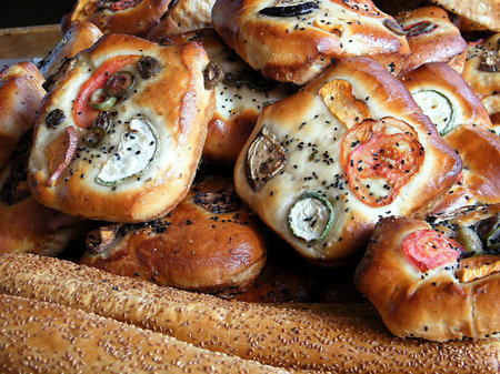 Roasted Vegetables Cake on bazaar in Tel Aviv, Israel