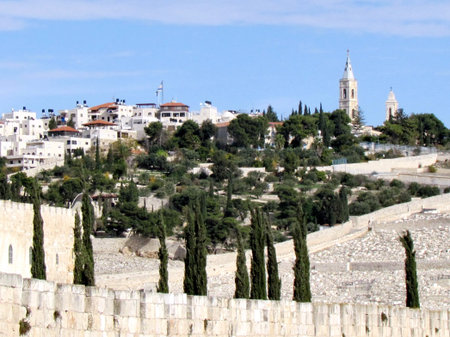 View of the Mount of Olives in Jerusalem,Israel                              
