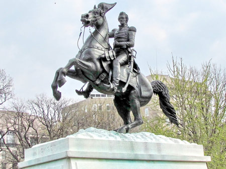 The Monument of Andrew Jackson in the center of Lafayette Park in Washington DC, USA                               の写真素材