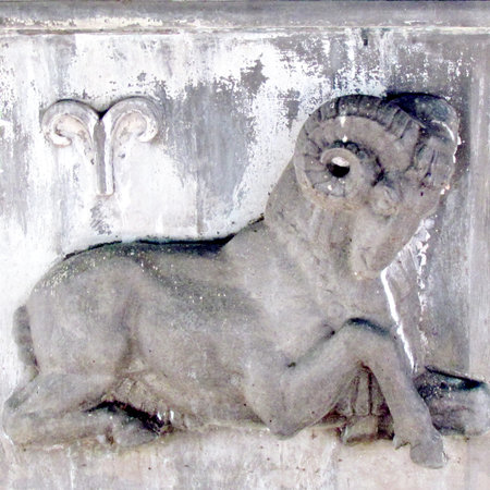 Aries zodiac sign sculpture on Andrew Mellon Memorial fountain in Washington DC, USAのeditorial素材