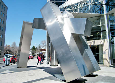 Stainless steel sculpture Meeting Place in Toronto Ontario, Canadaのeditorial素材