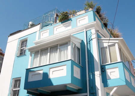 Blue House in quarter Neve Tsedek of Tel Aviv, Israelのeditorial素材