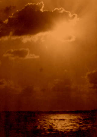 Old photo: the sunset on shore of Black Sea near Southern Culture Park in Adler, in 1974, Russiaのeditorial素材