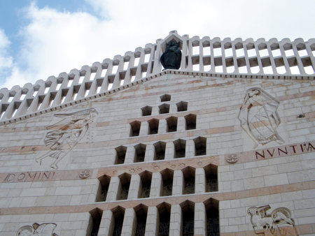 The main facade of Basilica of the Annunciation in Nazareth, Israelのeditorial素材