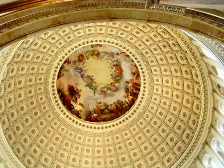 Top part of dome inside of US Capitol in Washington DCのeditorial素材