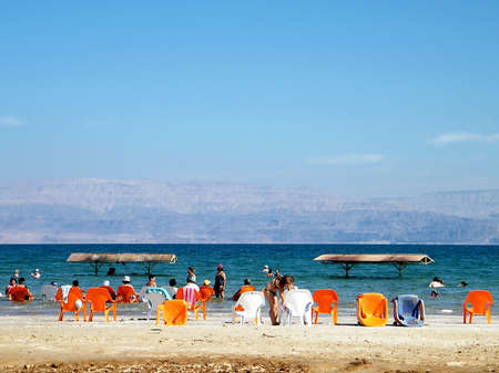 Beach of the Dead Sea in Ein Gedi, Israelのeditorial素材