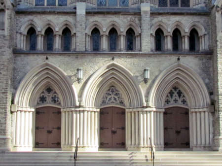 Entrance of St. Paul's Anglican Church in Toronto Ontario, Canadaの写真素材