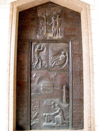 Scenes from the Old Testament in Basilica of the Annunciation in Nazareth, Israelの写真素材