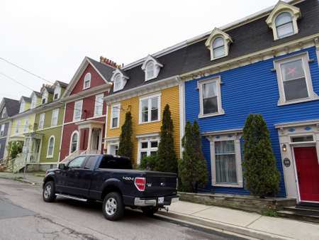 The colorful houses in St. John's in Newfoundland, 15 June 2016 Canadaのeditorial素材