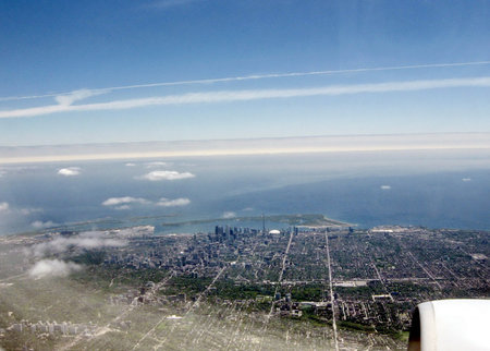 Toronto and Lake Ontario, a view from airplane window, May 27, 2008の写真素材