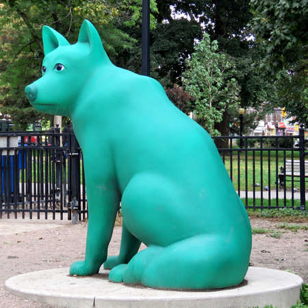 Green Dog sculpture in downtown Toronto, Canada October 4, 2016の写真素材