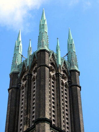 Top part of tower of the Metropolitan United Church in downtown Toronto, Canada October 4, 2016