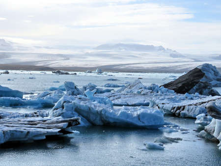 View of the Jokulsarlon Glacier Lagoon in Iceland, July 7, 2017のeditorial素材