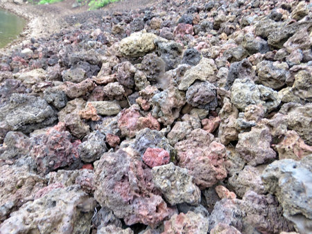 Volcanic rock of crater Kerid in South Iceland, July 5, 2017