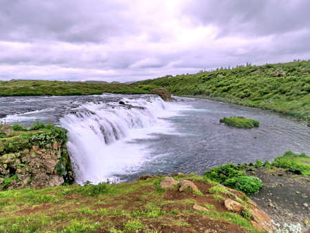 Landscape of the Faxi Waterfall on the Tungufljot River in Icelandの写真素材