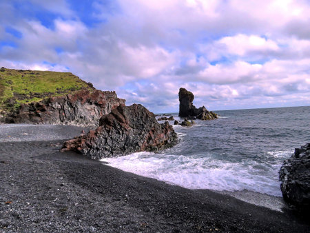 The rock formations at Londrangar in Snaefellsness peninsula, Icelnad, July 11, 2017のeditorial素材