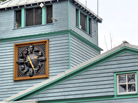 Clock of Fire Station on a shore of the Lake Ontario in Toronto, Canada, June 23, 2016