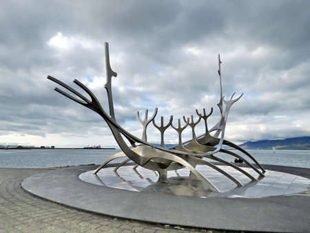 Sun Voyager monument in Reykjavik, Iceland, July 4, 2017のeditorial素材