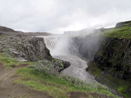 Landscape with the Dettifoss waterfall in Vatnajokull National Park, Iceland, July 8, 2017のeditorial素材