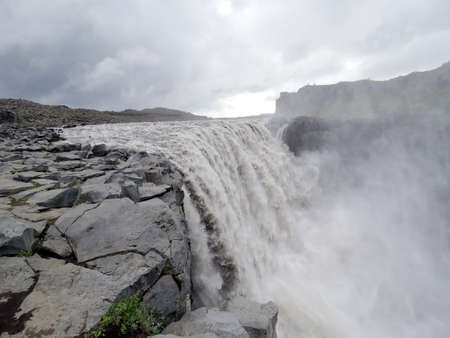 View of Dettifoss waterfall in Vatnajokull National Park, Iceland, July 8, 2017のeditorial素材