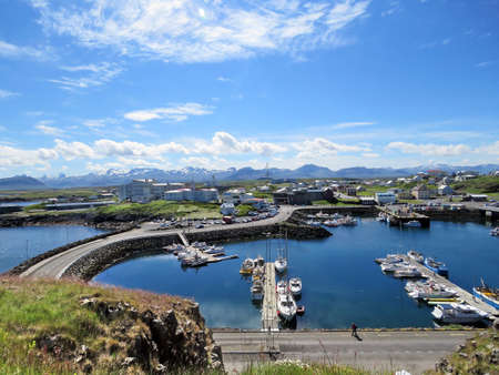 July 11, 2017 - Landscape with town of Stykkisholmur on Snaefellsnes peninsula in the western part of Icelandのeditorial素材