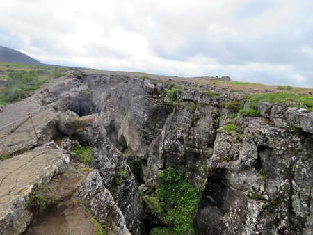 The Dimmuborgir area with volcanic caves and rock formations in northeast Iceland, July 9, 2017の写真素材