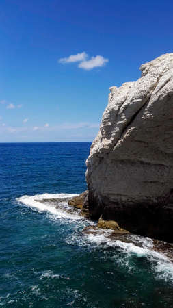 White cliff in turquoise watersの写真素材