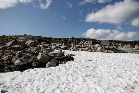 snow glade in the stone tundra norwayの写真素材