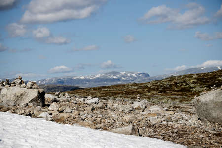 snow glade in the stone tundraの写真素材