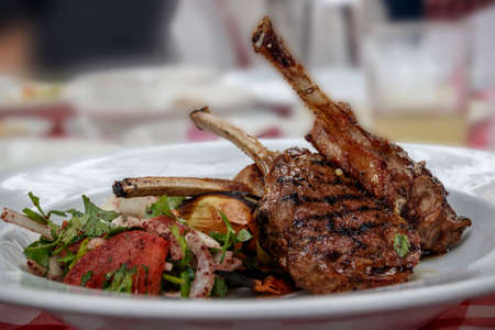 Fried lamb ribs. Eastern cuisine. Food.の写真素材