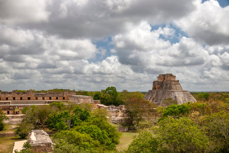 View from the top of the pyramid to the ancient city of Maya