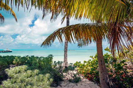 View on turquoise water of Caribbean Seaの写真素材