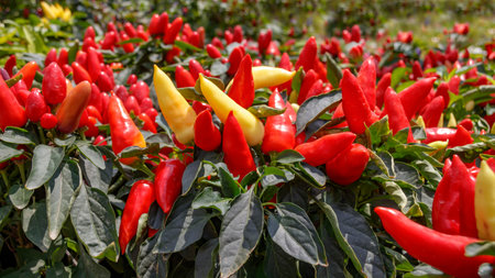 Ripe red and yellow birds eye chili