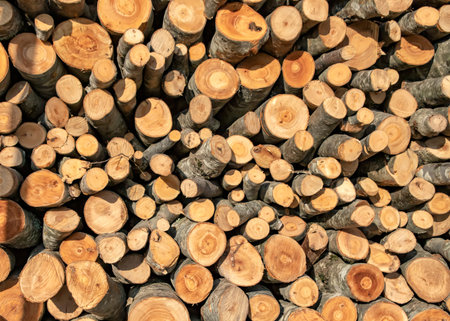 Wooden logs of various sizes