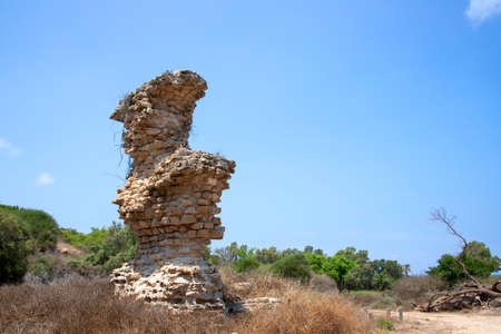 The ruins of an ancient fortification located in the Ashkelon National park. Israelの写真素材