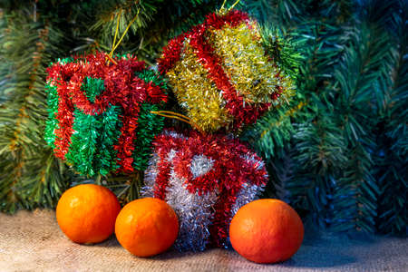 Merry Christmas and Happy New Year gift cardの写真素材