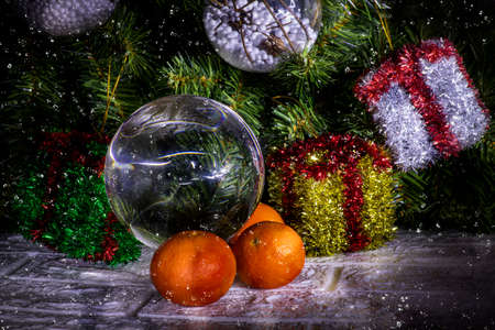 Merry Christmas and Happy New Year greeting cardの写真素材