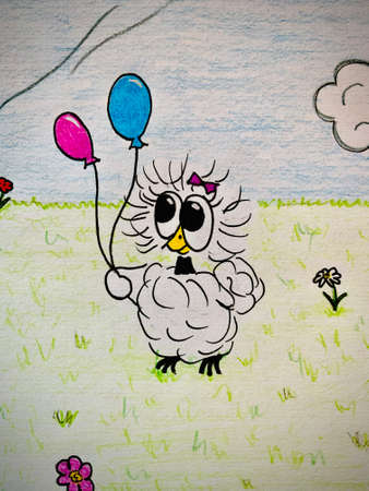 Showgirl chick with balloonsの写真素材