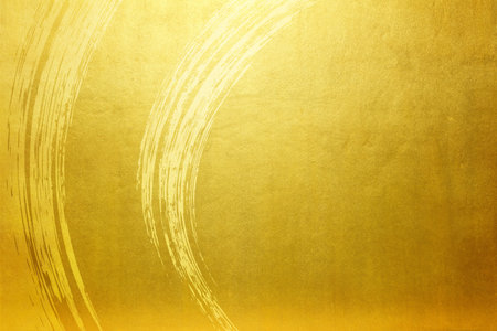 Luxury Gold Folding Screen New Year's Card Gold Leaf Antique Retroの写真素材